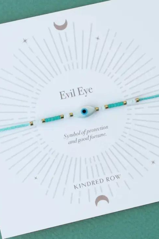 STYLED BY ALX COUTURE MIAMI BOUTIQUE Evil Eye Cord Bracelet, Turquoise