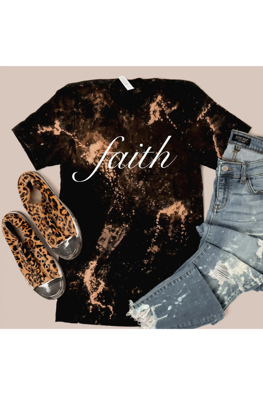 STYLED BY ALX COUTURE MIAMI BOUTIQUE Faith Bleached Graphic Tee