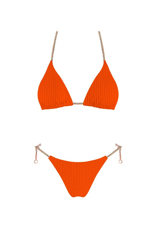 STYLED BY ALX COUTURE MIAMI BOUTIQUE Brick Red Tweed Bikini Set