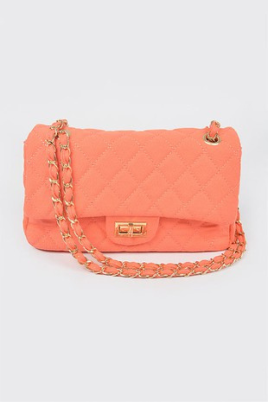 STYLED BY ALX COUTURE MIAMI BOUTIQUE Quilted Cotton Canvas Chain Shoulder Bag